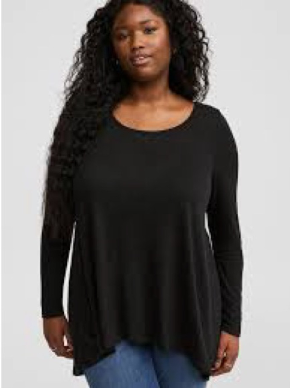 torrid Black Long Sleeve Scoop Neck Swing Top
